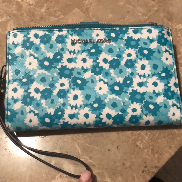 mk floral wallet